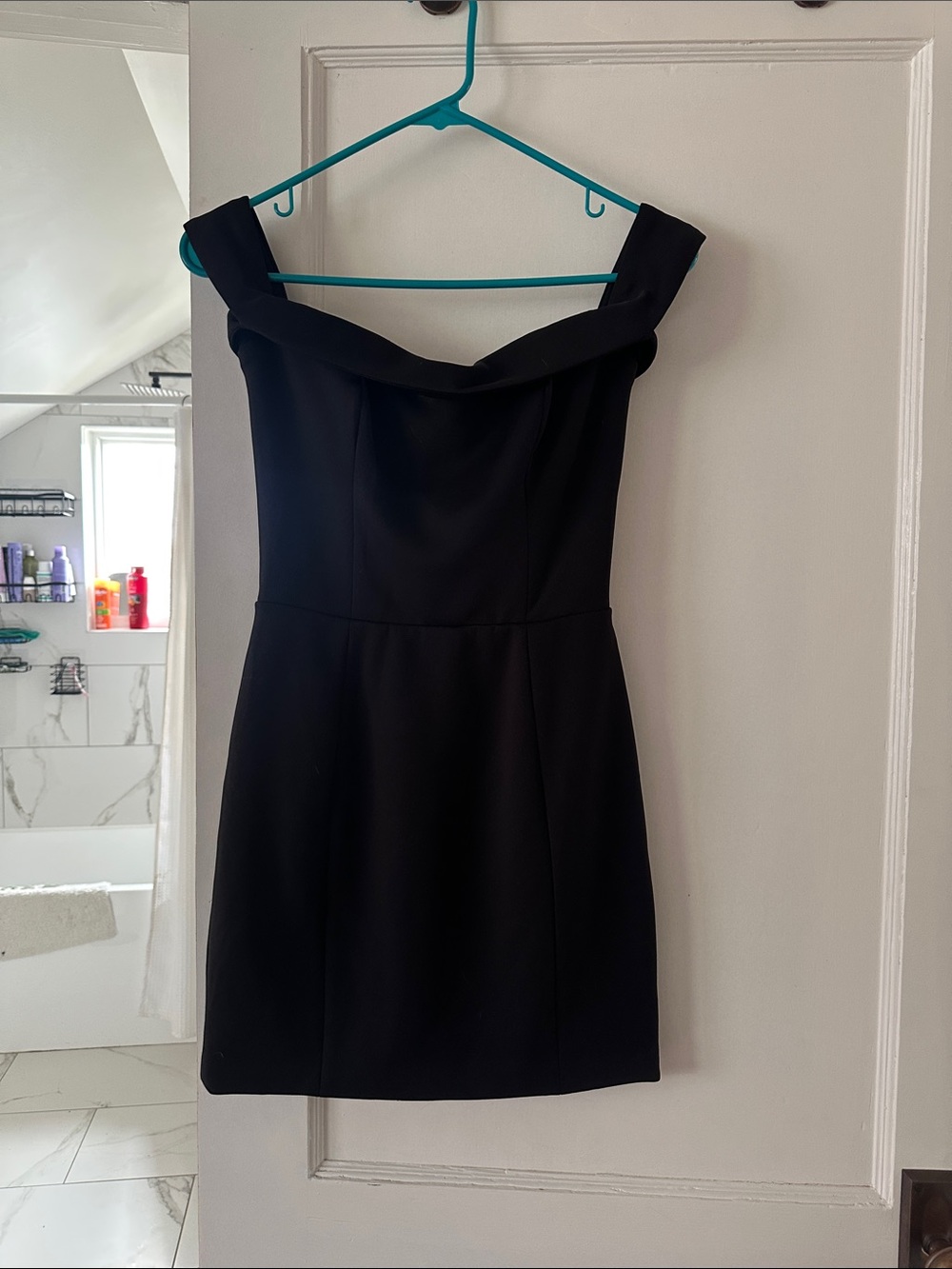 Kittenish Black Off-Shoulder Mini Dress